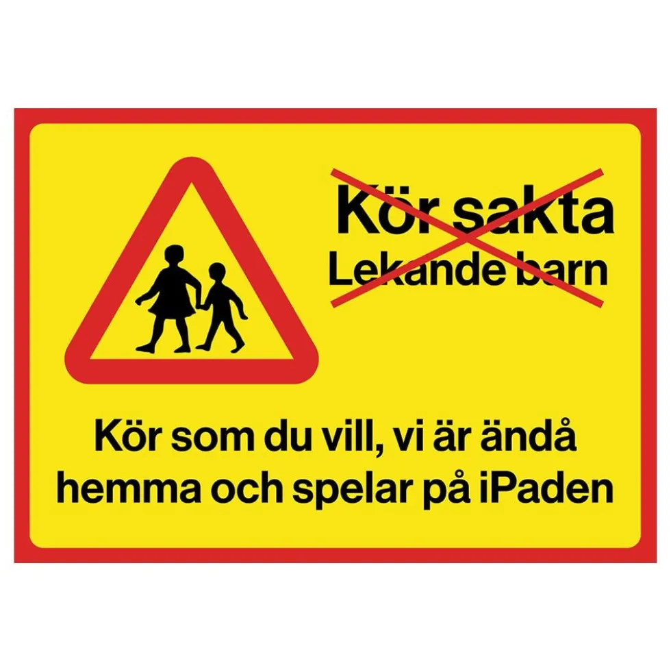 Advarselsskilt Kør Forsigtigt Legende Børn