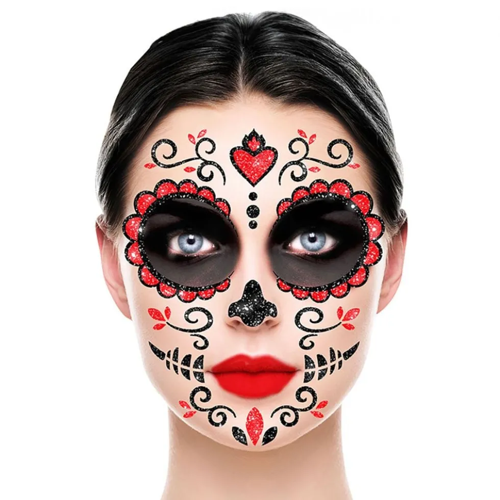 Ansigtstatovering Day of the Dead Glitter