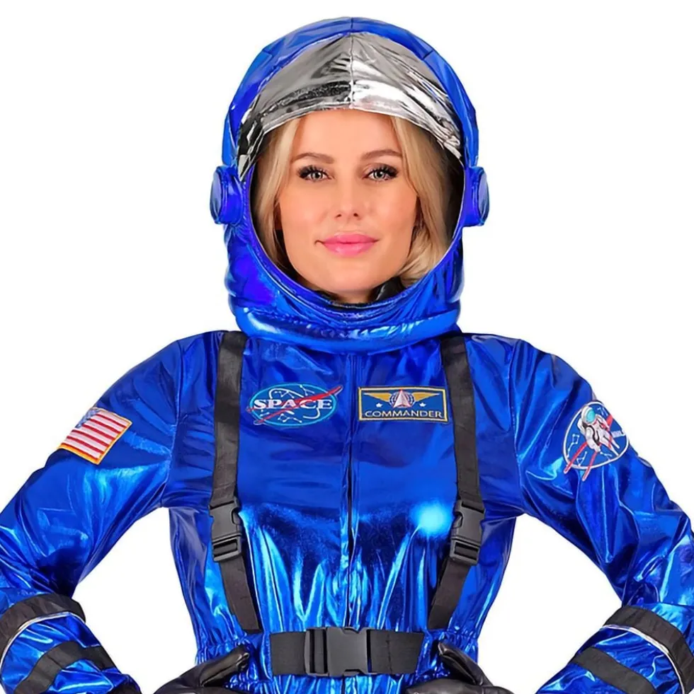 Astronaut Blå Metallic Dame Kostume