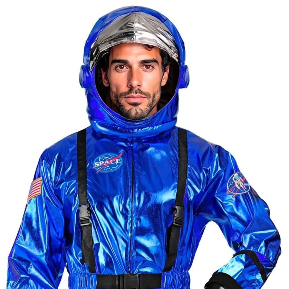 Astronaut Blå Metallic Herre Kostume