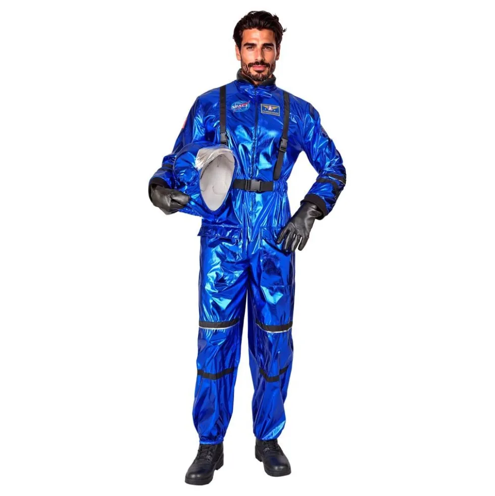 Astronaut Blå Metallic Herre Kostume