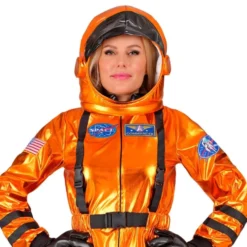 Astronaut Orange Metallic Dame Kostume