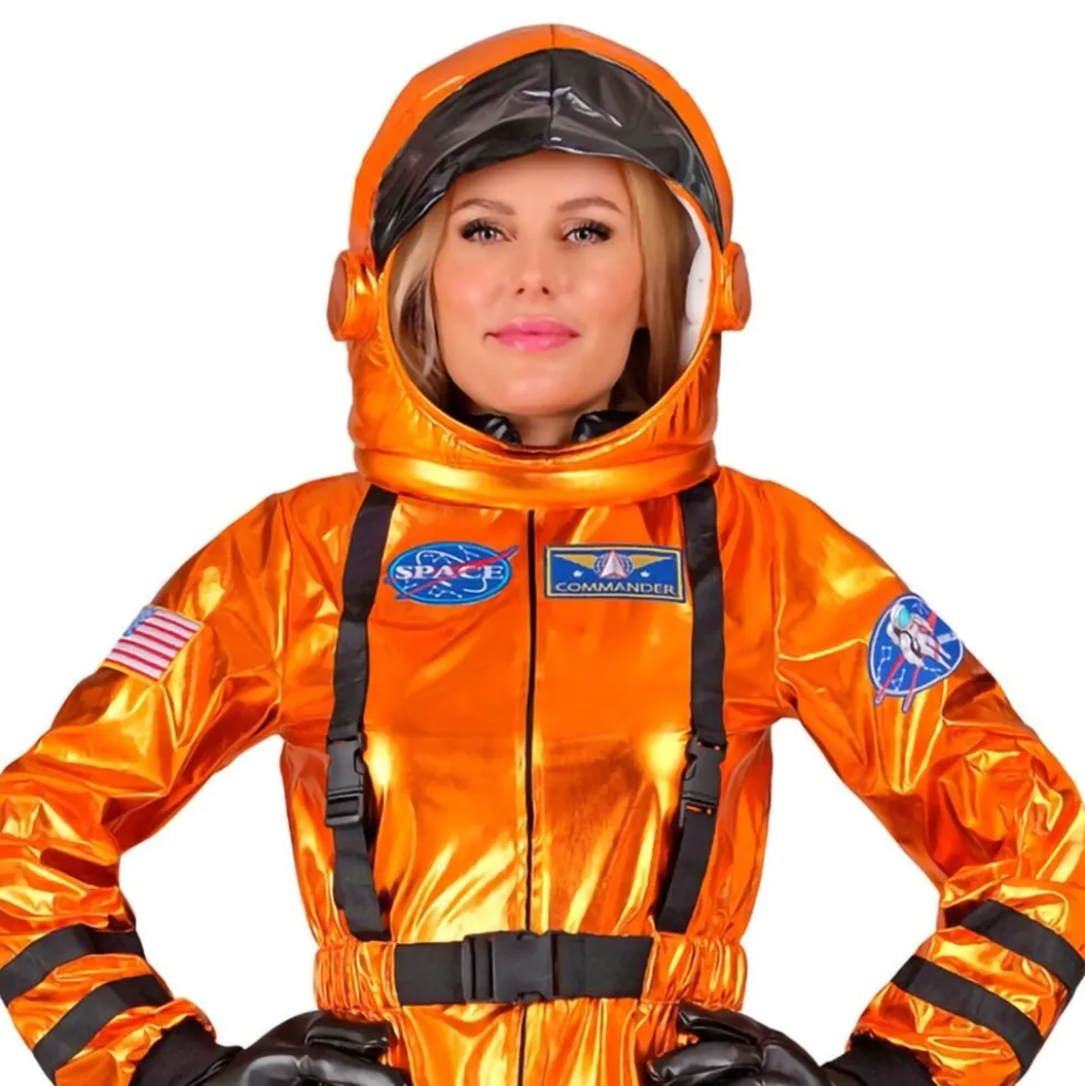 Astronaut Orange Metallic Dame Kostume