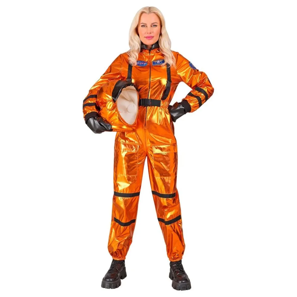 Astronaut Orange Metallic Dame Kostume