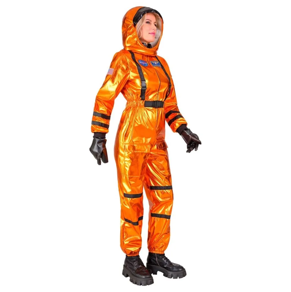 Astronaut Orange Metallic Dame Kostume