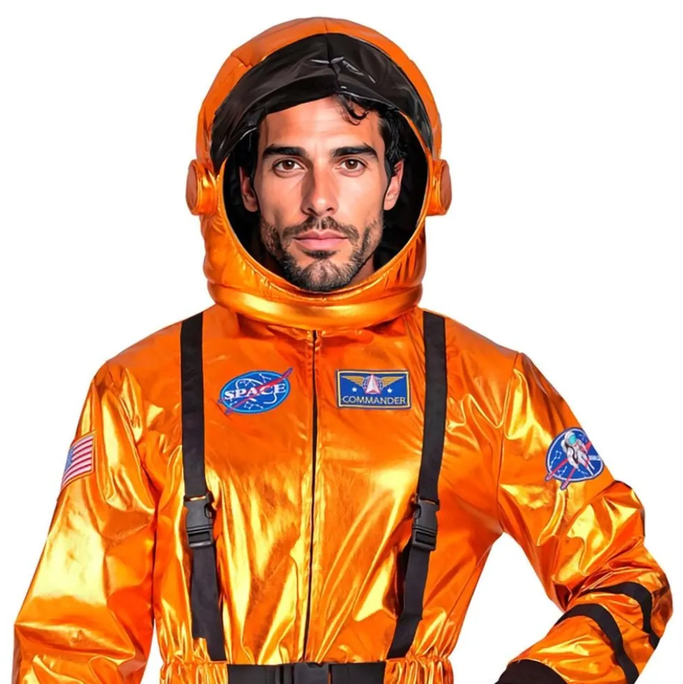 Astronaut Orange Metallic Herre Kostume