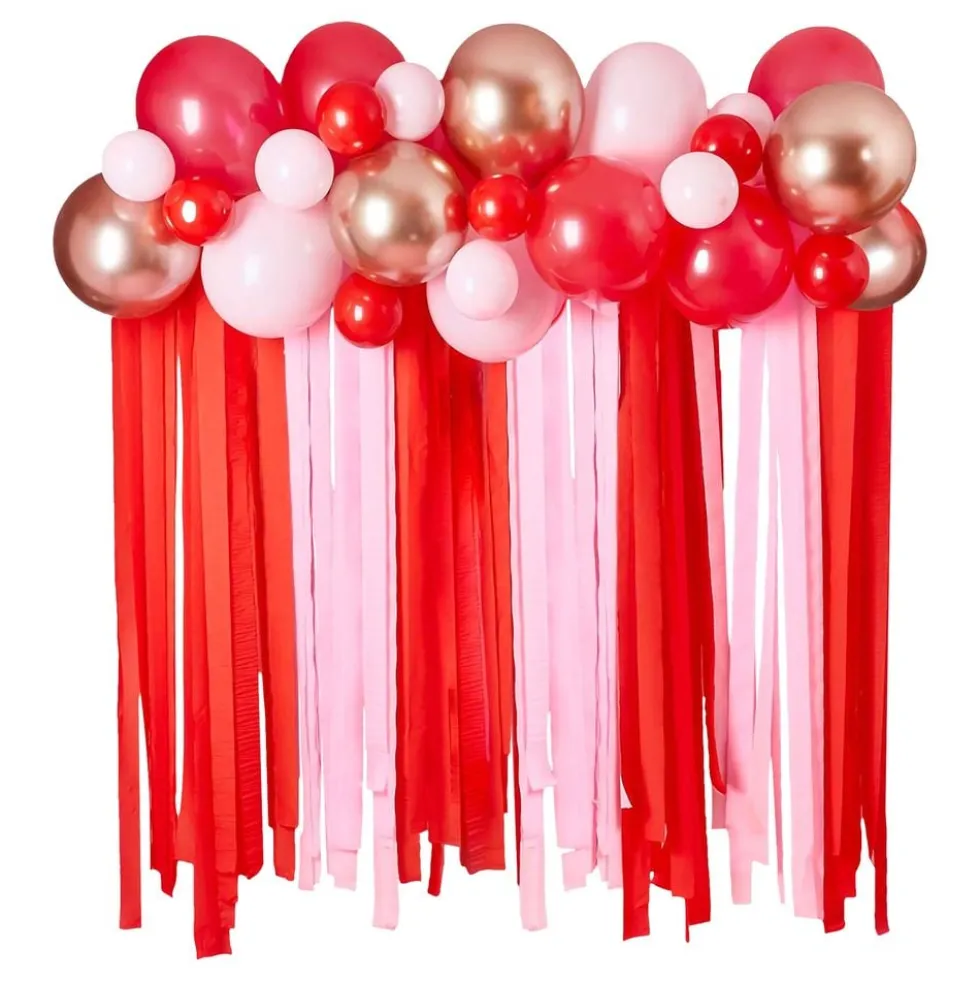 Ballonbue med Streamers Rød/Lyserød
