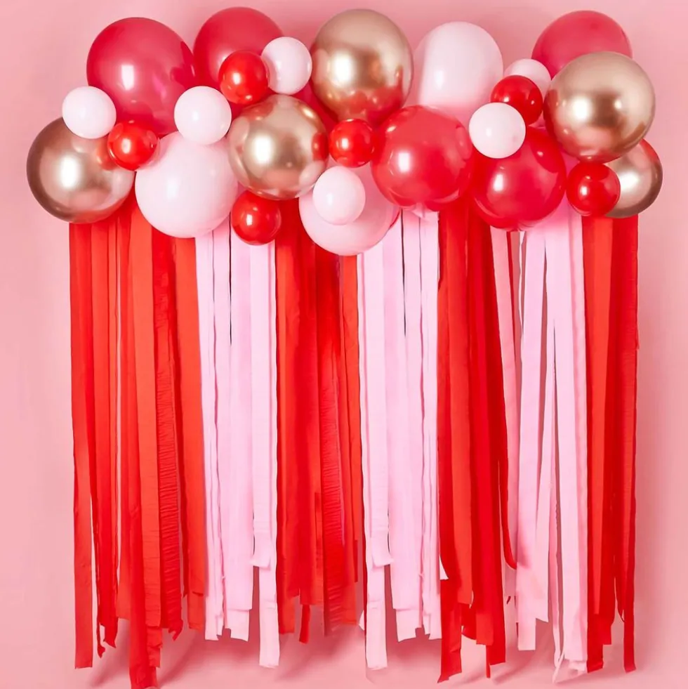 Ballonbue med Streamers Rød/Lyserød