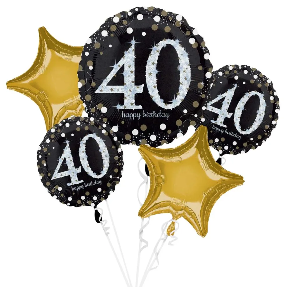 Ballonbuket Happy Birthday 40 Glitrende