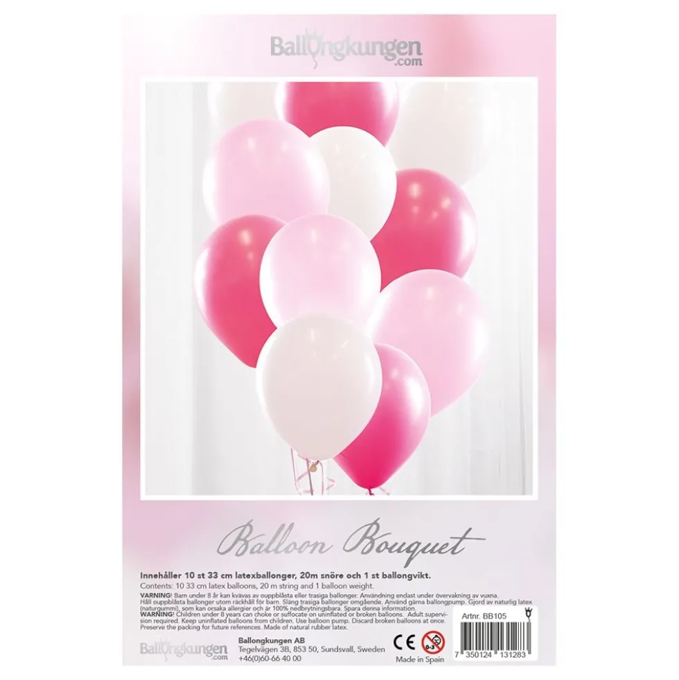 Ballonbuket Lyserød/Hvid