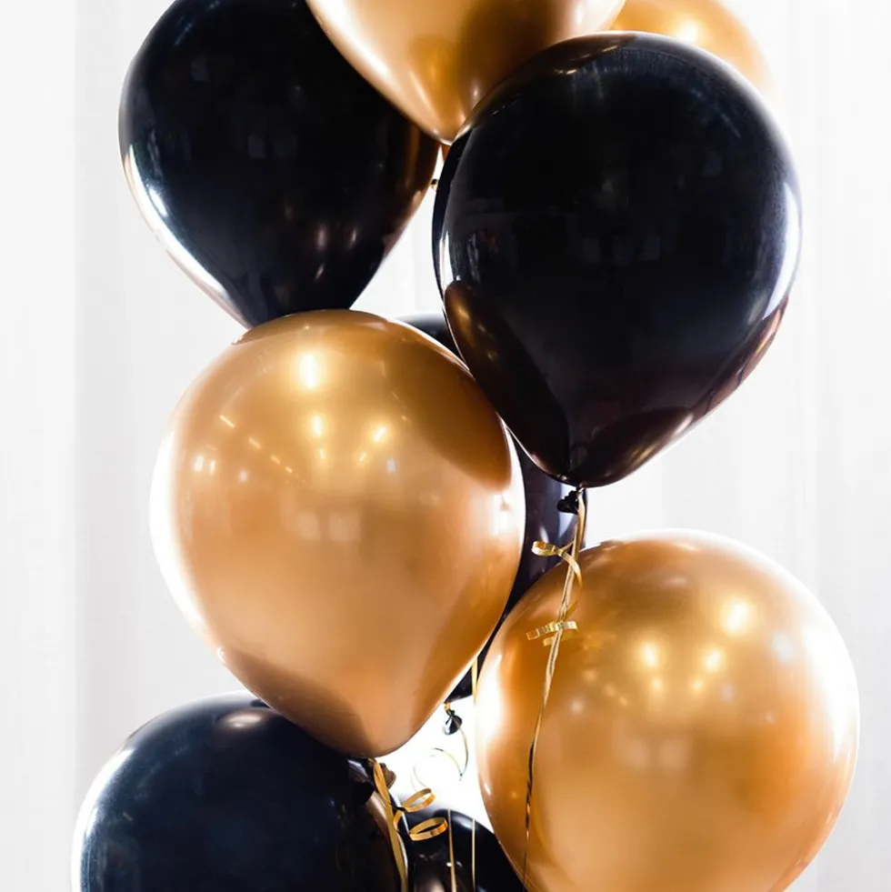 Ballonbuket Sort/Guld