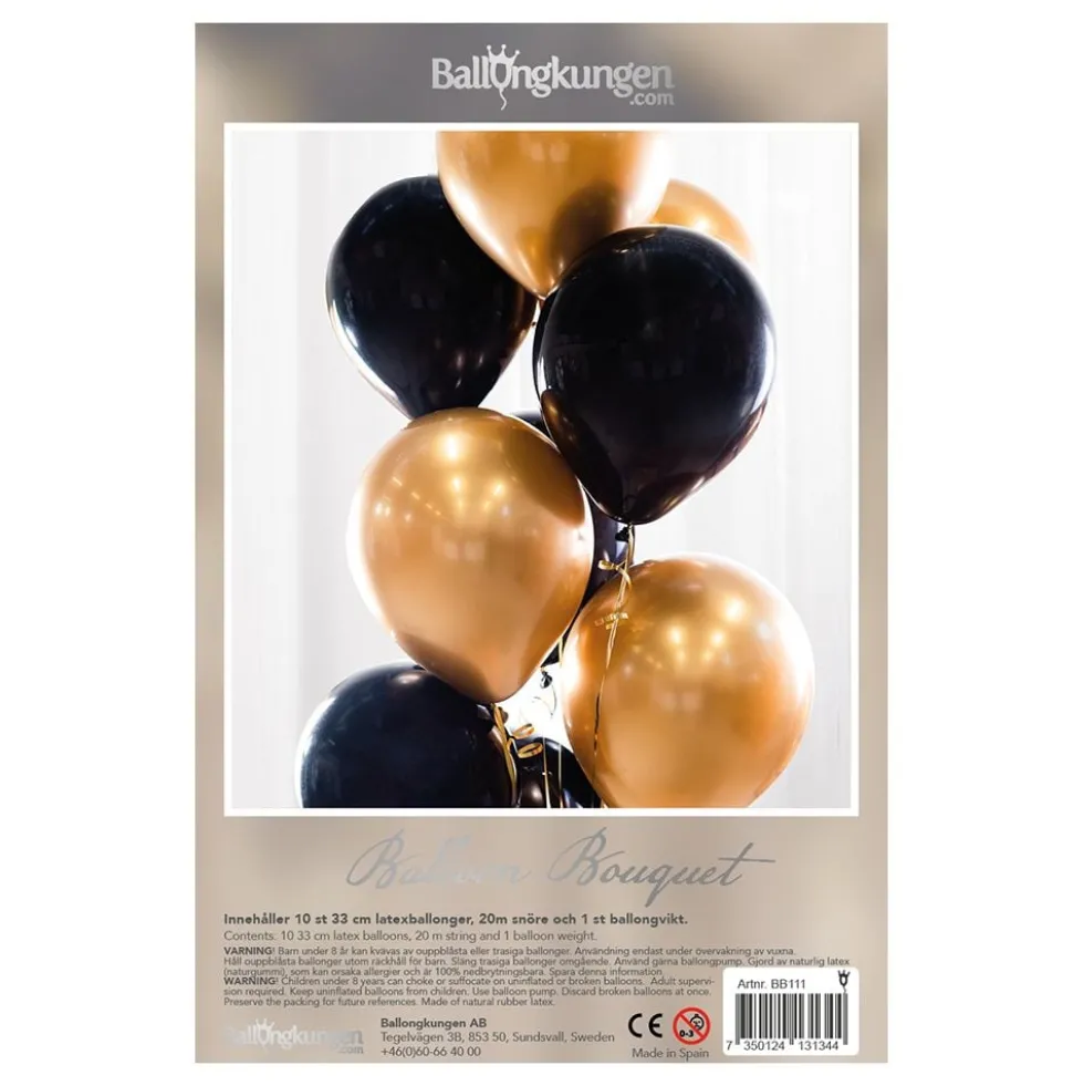 Ballonbuket Sort/Guld