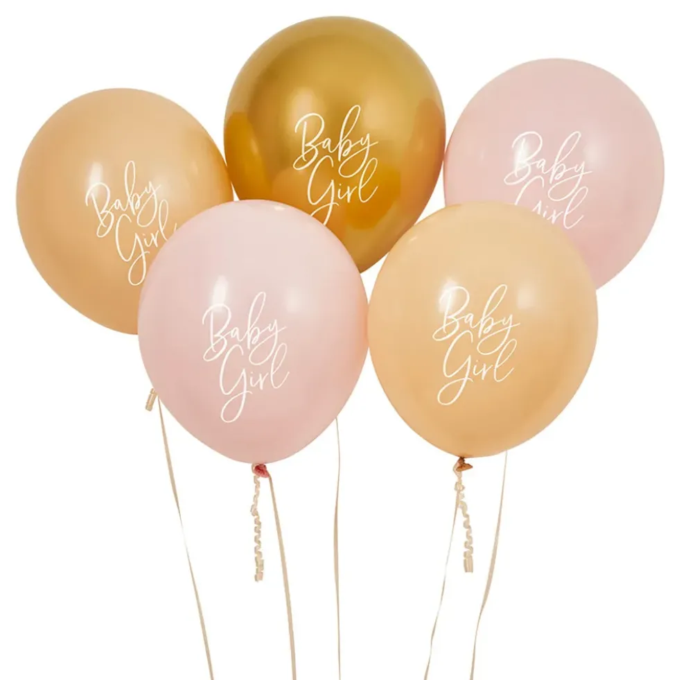 Balloner Baby Girl Guld/Lyserød