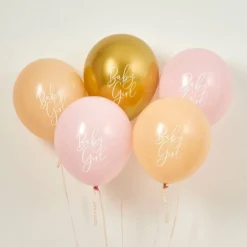 Balloner Baby Girl Guld/Lyserød