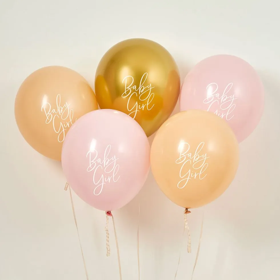 Balloner Baby Girl Guld/Lyserød