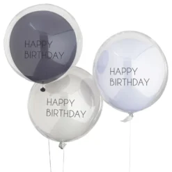 Balloner Dobbelte Happy Birthday Blå