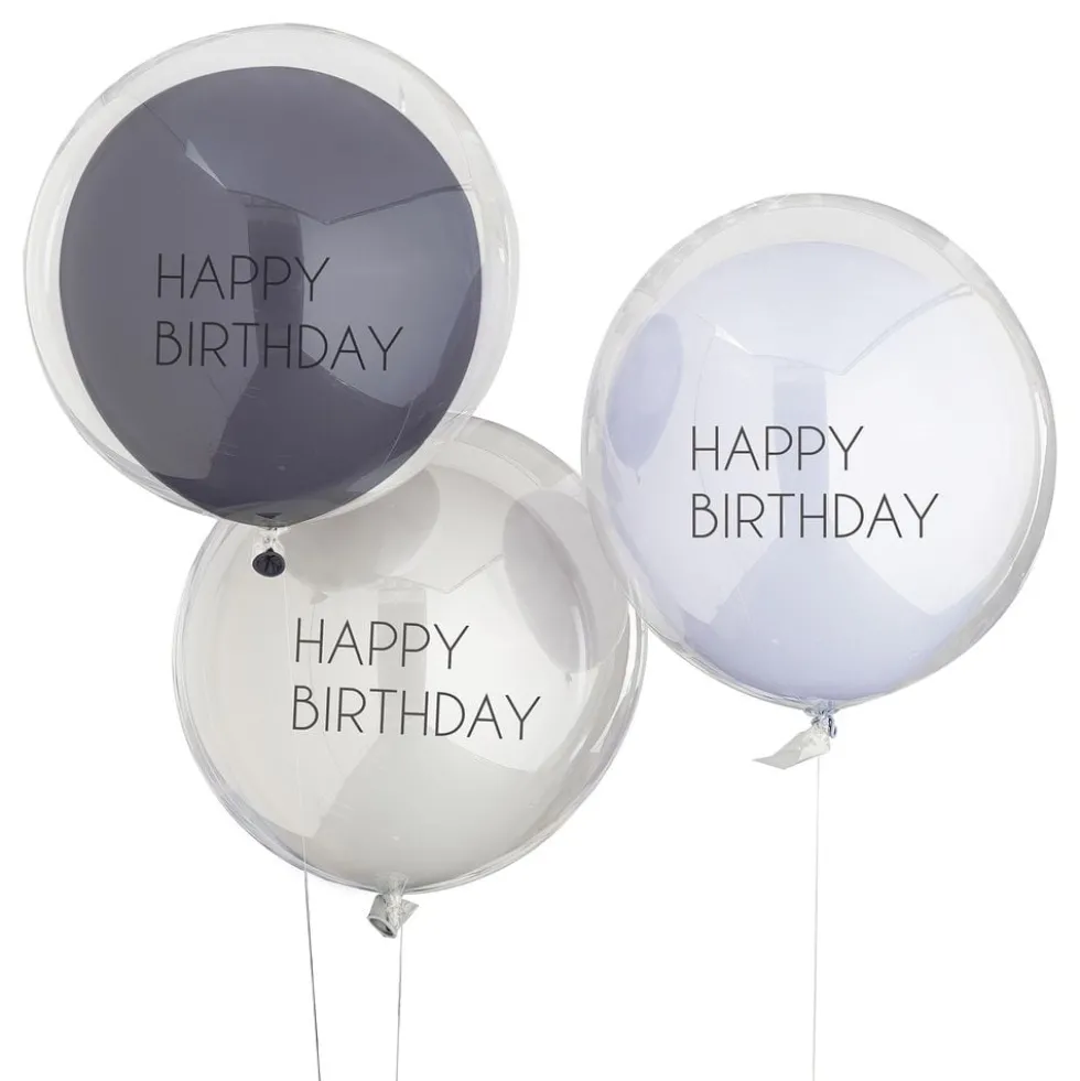 Balloner Dobbelte Happy Birthday Blå