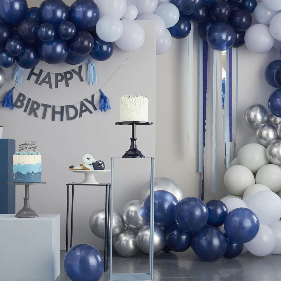 Balloner Dobbelte Happy Birthday Blå