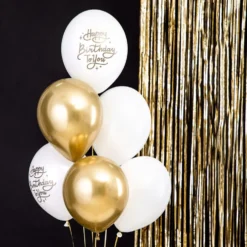 Balloner Happy Birthday Guld/Hvid