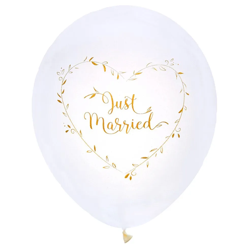 Balloner Just Married Hvid/Guld