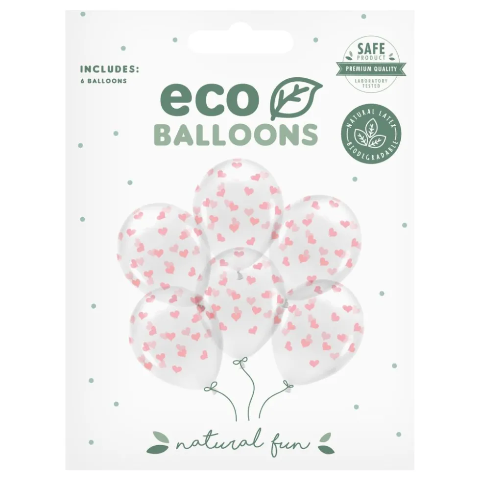 Balloner Transparente med Lyserøde Hjerter