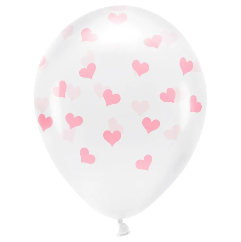 Balloner Transparente med Lyserøde Hjerter