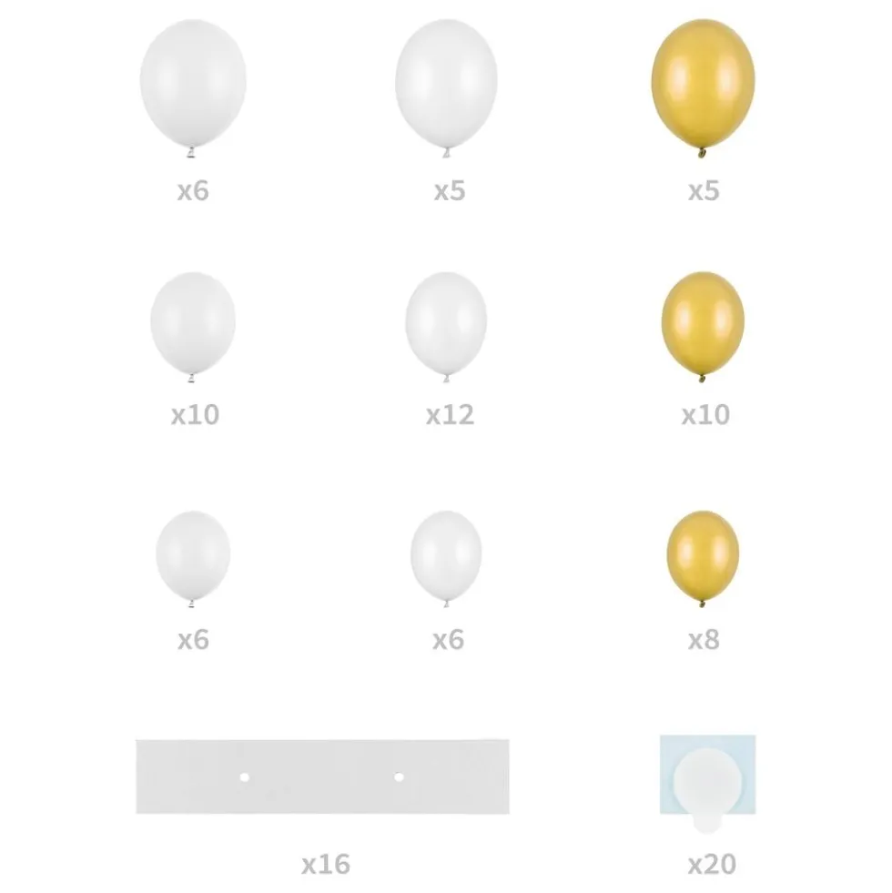 Ballonfigur Guld/Hvid Hjerte Stort