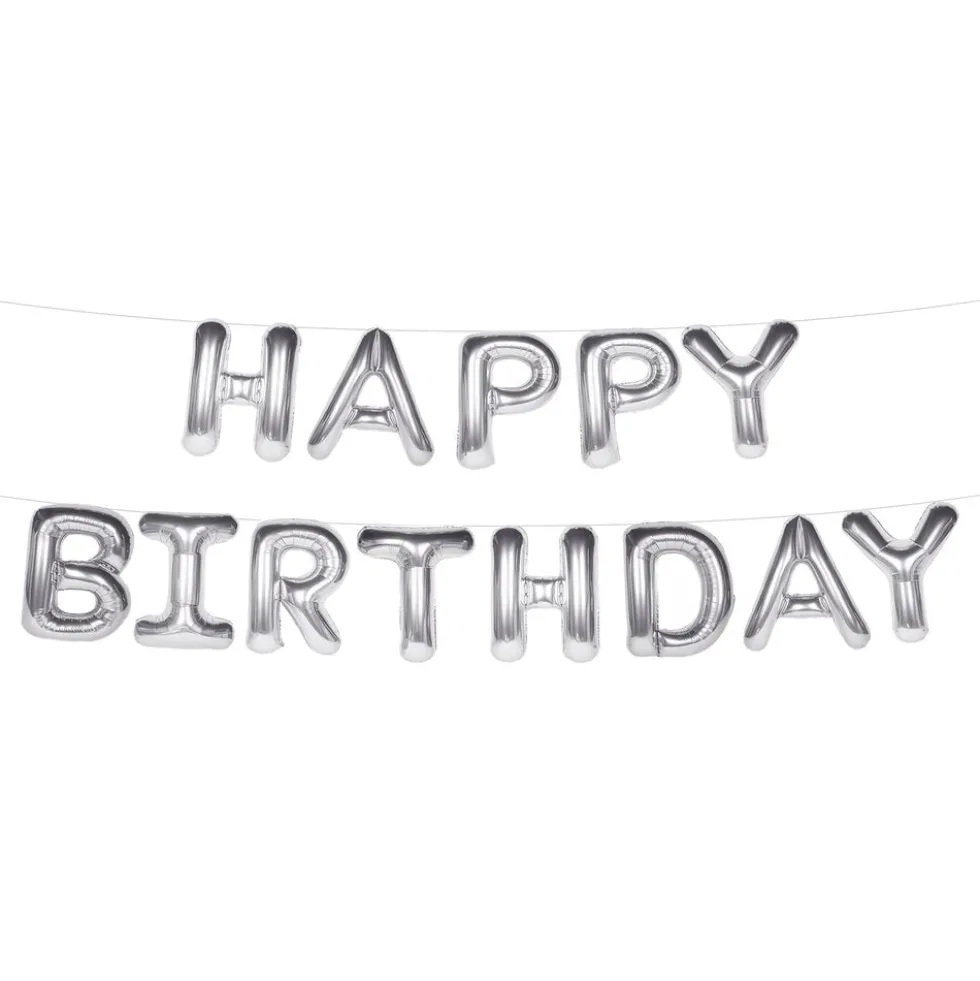 Ballongguirlande Happy Birthday Sølv