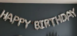 Ballonguirlande Happy Birthday Sølv