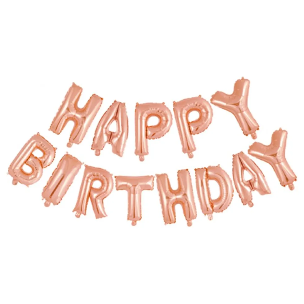 Ballonguirlande Happy Birthday Roséguld