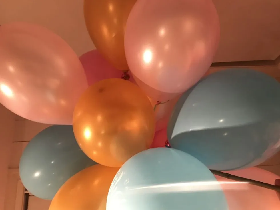 Ballonkombi Guld/Lyserød Metallic