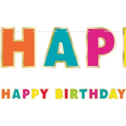 Banner Happy Birthday Flerfarvet