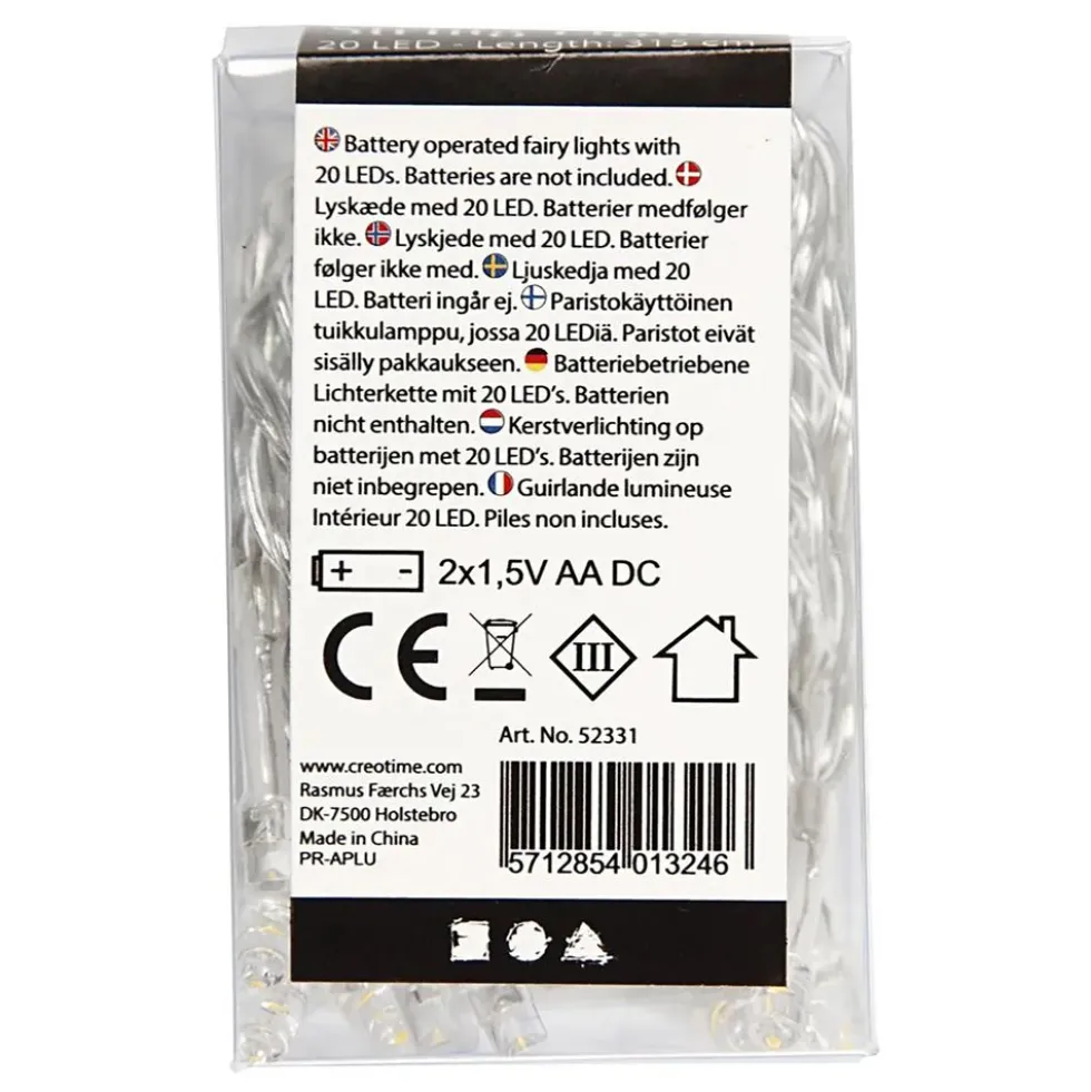 Batteridrevet LED-Lyskæde Transparent