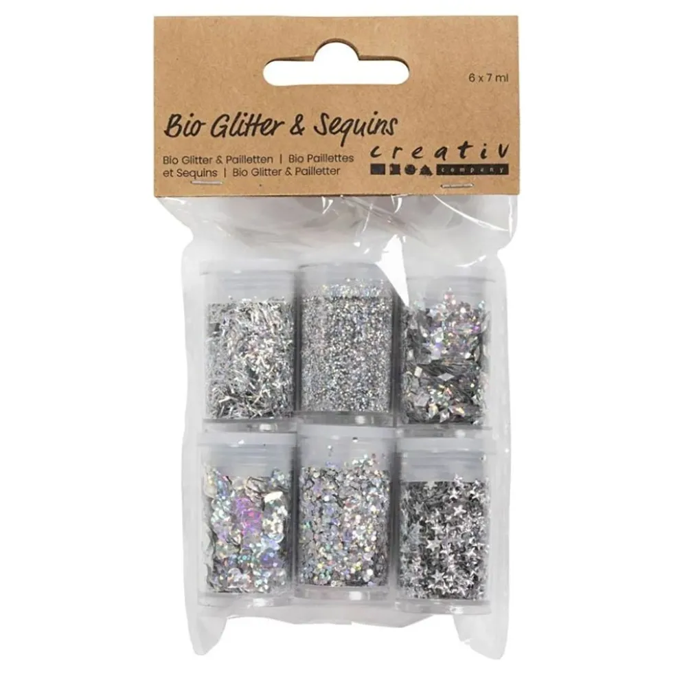 Bio-Glitter Blandet Sølv Sæt