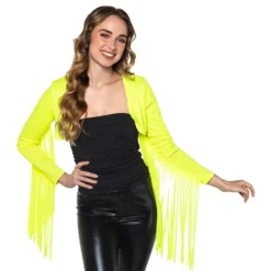 Bolero med Frynser Neon Gul UV
