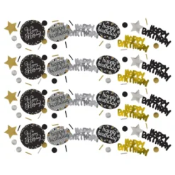 Bordkonfetti Happy Birthday Sølv/Guld Glitter