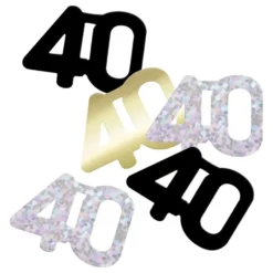 Bordkonfetti 40 Sølv/Guld/Sort