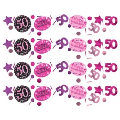 Bordkonfetti 50 Sort/Lyserød Glitter