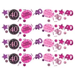 Bordkonfetti 40 Sort/Lyserød Glitter