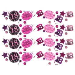 Bordkonfetti 18 Sort/Lyserød Glitter