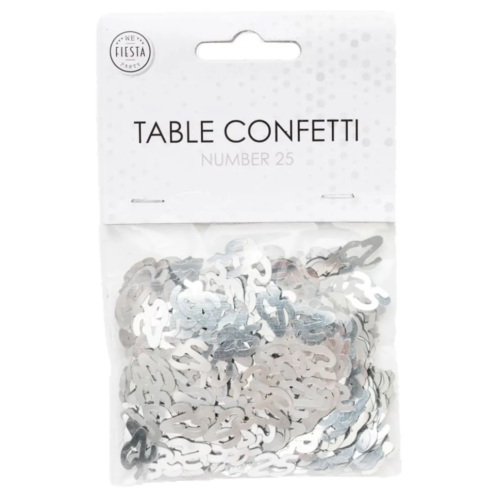 Bordkonfetti Tal 25 Sølv Metallic