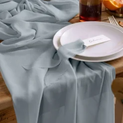 Bordløber Chiffon Disblå