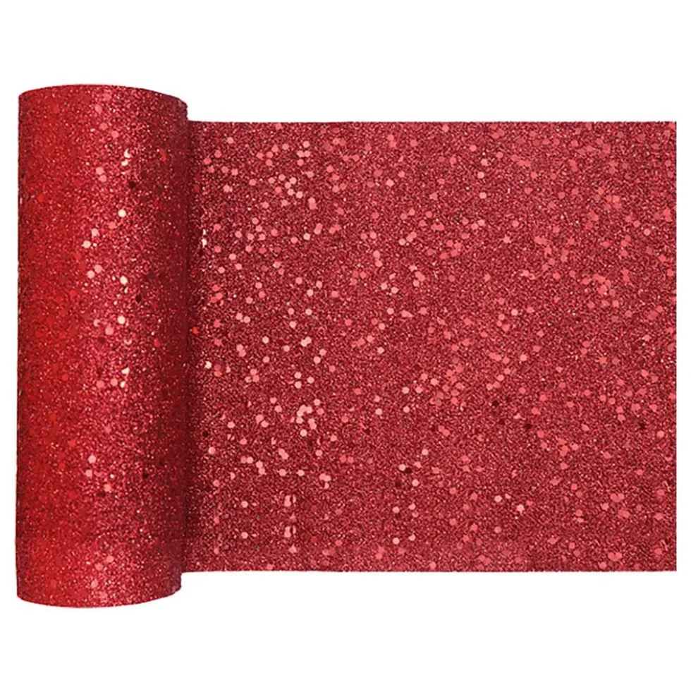 Bordløber Tyk Rød Glitter