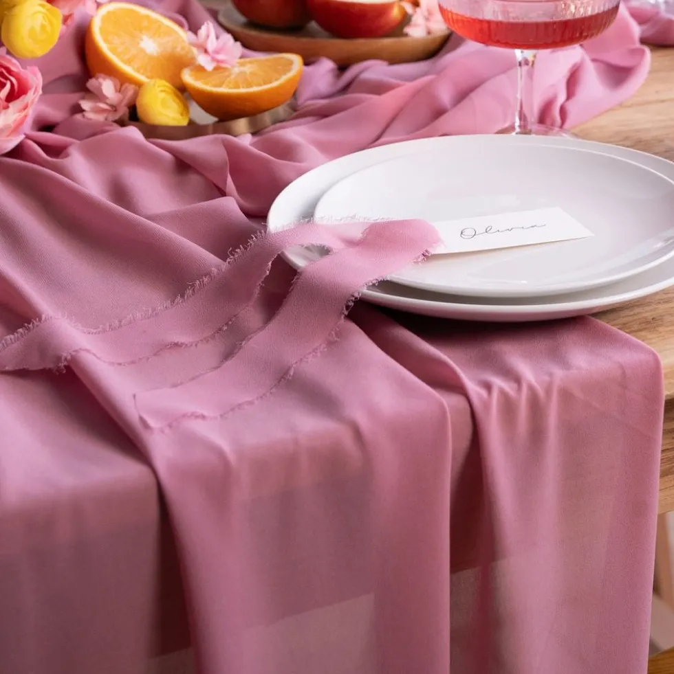 Bordsløber Chiffon Lyserød