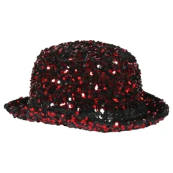 Bowlerhat Paljethat Sort/Rød Deluxe