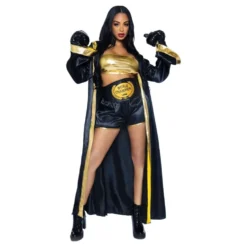 Boxer Dame Sort/Guld Deluxe Kostume