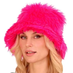 Bucket Hat Fluffy Neonpink