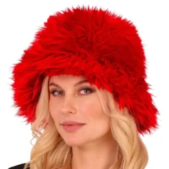 Bucket Hat Fluffy Rød