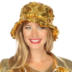 Bucket Hat Pailletter Guld