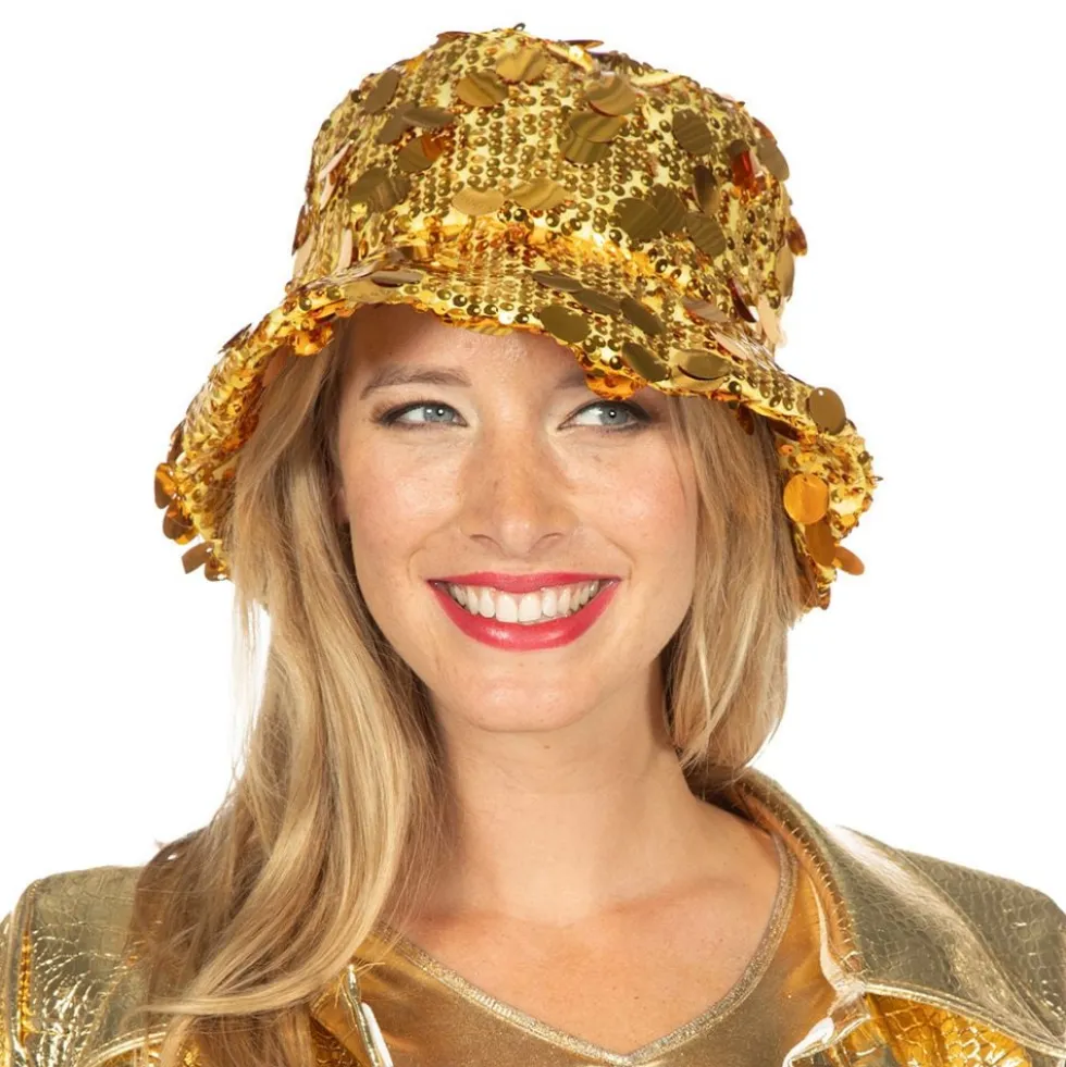 Bucket Hat Pailletter Guld